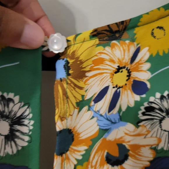 Uncle Frank Bohemian Boho Whimiscal Floral Green Peasant Dress. Size L - Picture 7 of 9